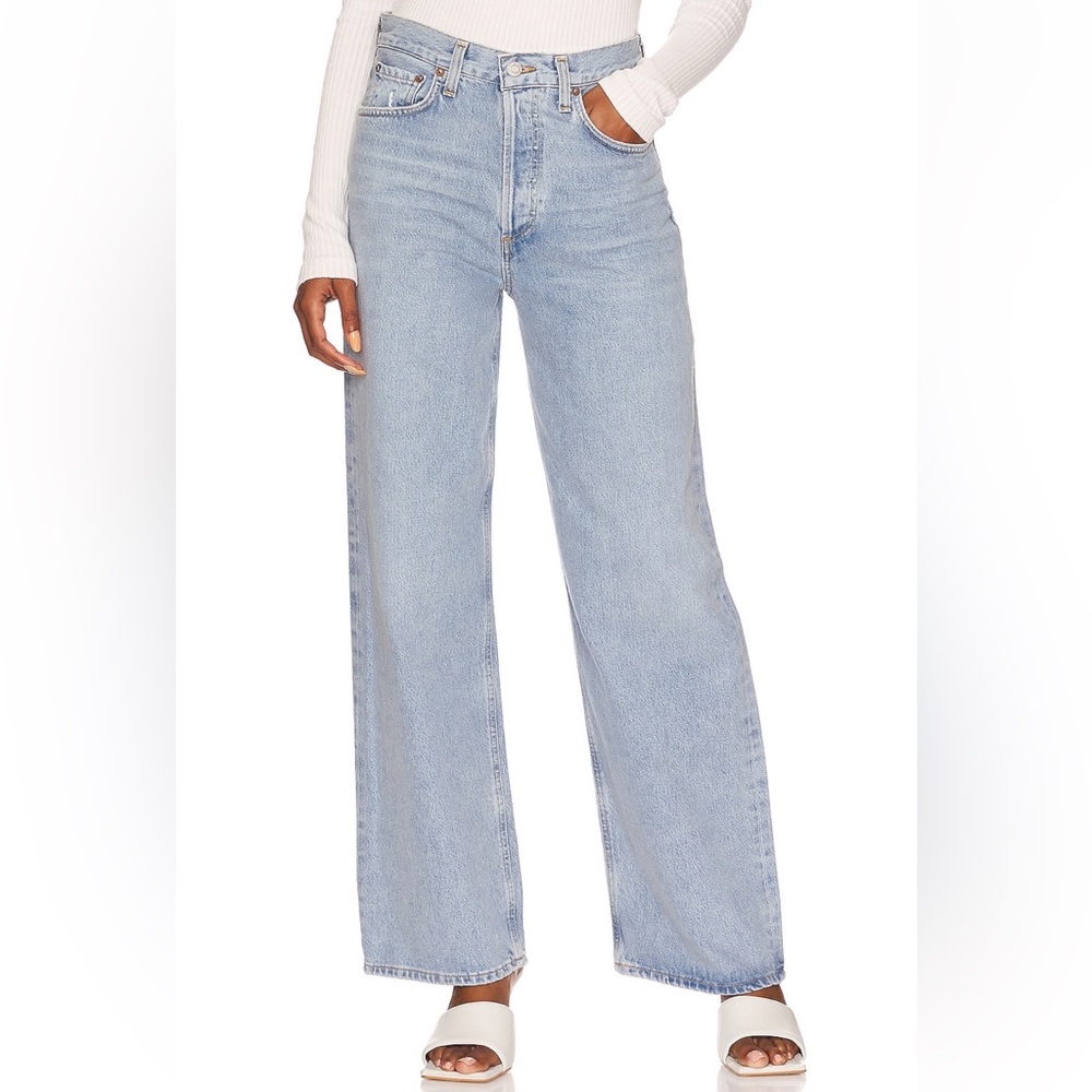 Agolde Light Blue High-Rise Wide Leg Jeans